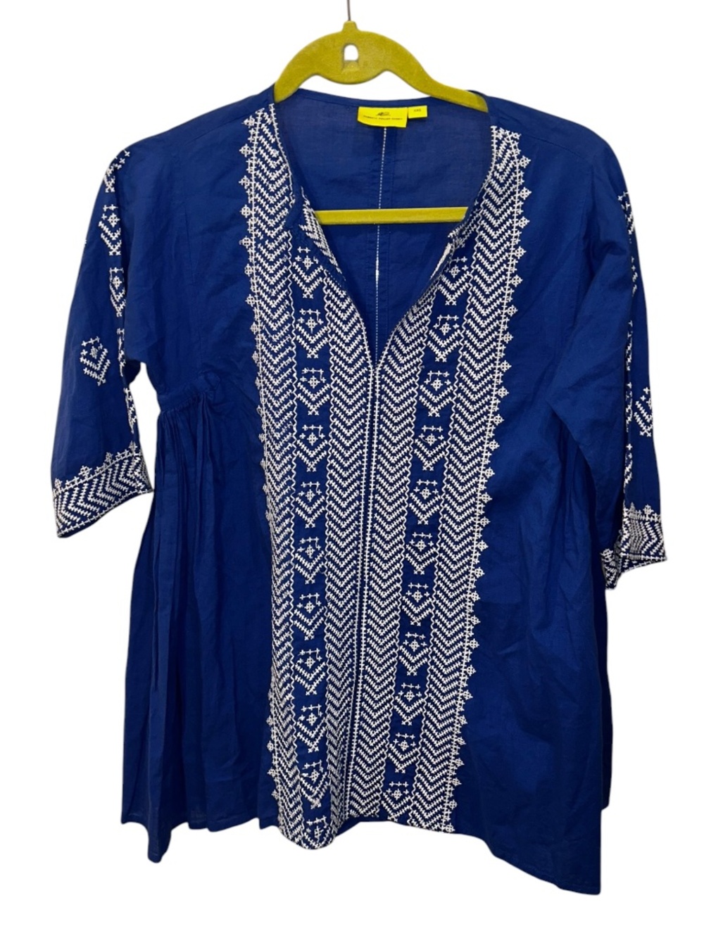 Roberta Roller Rabbit NEW blue white Ukranian style embroidered tunic top XXS